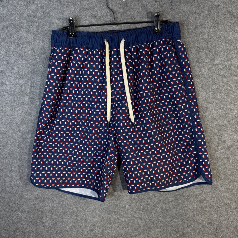 Fair‎ Harbor Swim Trunks Navy Geometric Pattern Elastic Waist Drawstring Men M